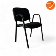 Vergaderstoel - Reno  - Zwarte stoffering - Zwart 4 poots onderstel