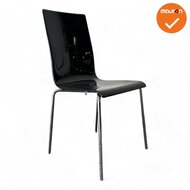 Vergaderstoel Galvano - Zwart - Chroom frame - 4 poot