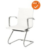 Vergaderstoel Assemblee- NIEUW-Wit leder met chroom