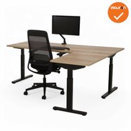 Hoekbureau Tube - Rechte hoek - zwart onderstel - Eiken