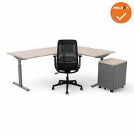 Hoekbureau Tube - Ronde hoek - zilvergrijs onderstel - Scandinavisch eiken