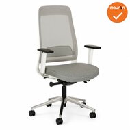 Bureaustoel Ledderra - NIEUW - Grijs met stoffering - Chrome voetkruis