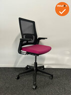 Ahrend 2020 bureaustoel - refurbished - roze stoffering - inclusief lendesteun - medium rug - zwart voetkruis