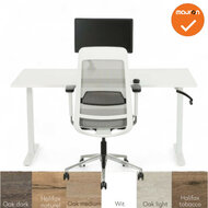 Base zit-sta bureau - slinger verstelbaar - maat en kleur blad naar keuze - wit onderstel