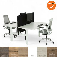 Duo bureau - slinger verstelbaar zit sta - maat en kleur blad naar keuze - wit onderstel