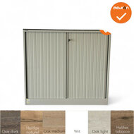 Roldeurkast - Ahrend - 110x120x45cm - Wit beige met wit beige roldeuren - Topblad naar keuze