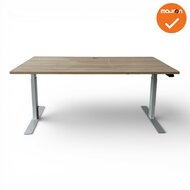 LINAK elektrisch zit-sta bureau - 160x80cm - Zilvergrijs onderstel - Oak medium blad