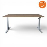 LINAK slinger zit-sta bureau - 160x80cm - Zilvergrijs onderstel - Oak medium blad
